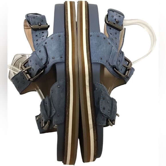 Anthropologie Pilcro Blue Suede Slingback Sandals Size 41 - Picture 4 of 9